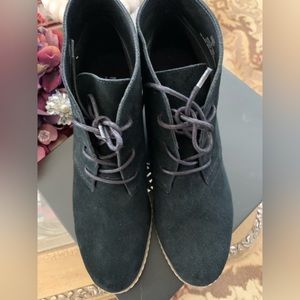 Michael Shannon Suede Leather Wedge Lace Ankle Bootie